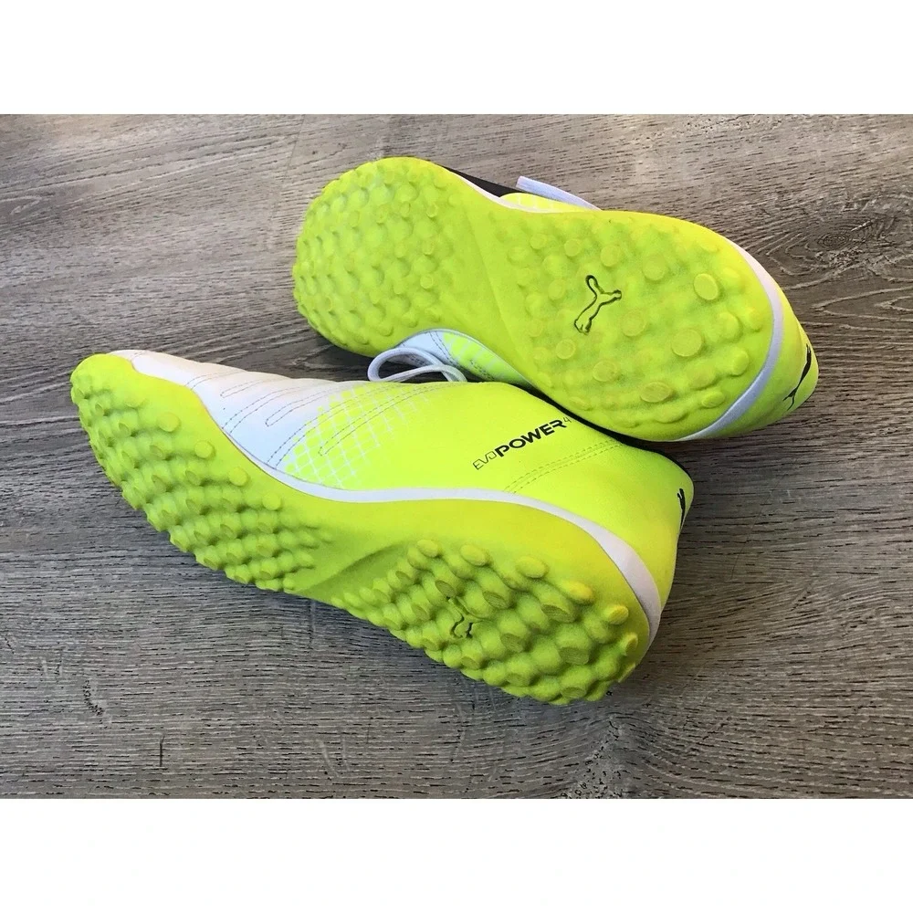 Puma Mens evoPOWER 4 Size 12 Indoor Soccer Cleats Turf Neon Yellow White 103588